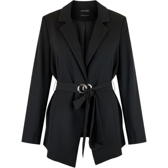 BloomChic Jackets & Blazers - BloomChic Black Belted Blazer Silver Ring Detail Plus Size 22-24 Notched Lapel